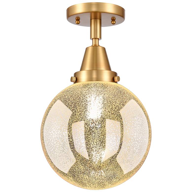 Image 1 Caden Beacon 8" Wide Satin Gold Flush Mount With Mercury Shade