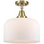 Caden Bell 12" Flush Mount - Antique Brass - Matte White Shade