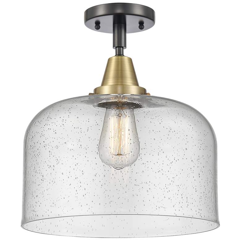 Image 1 Caden Bell 12" Flush Mount - Black Antique Brass - Seedy Shade