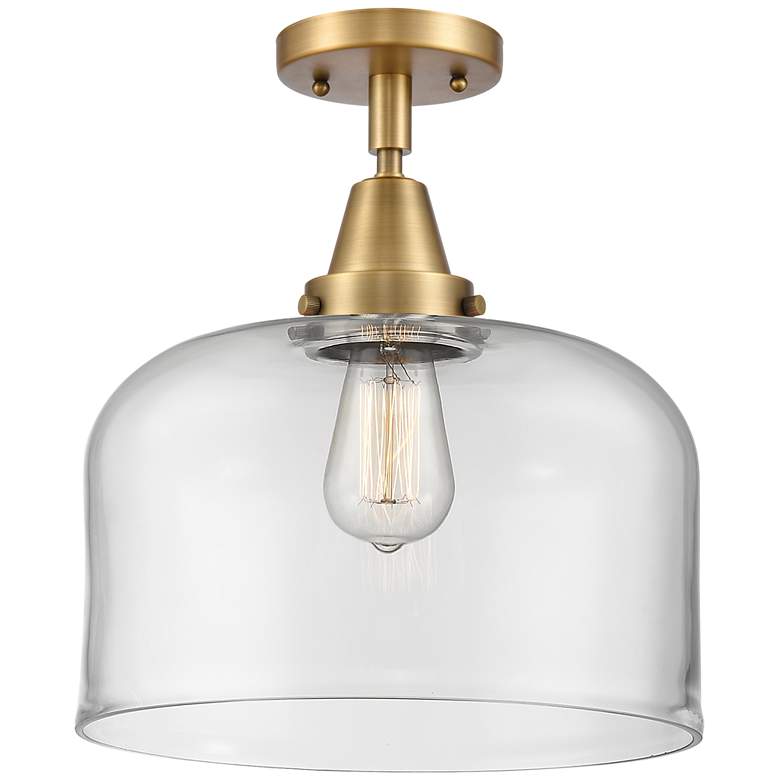 Image 1 Caden Bell 12" Flush Mount - Brushed Brass - Clear Shade