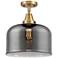 Caden Bell 12" Flush Mount - Brushed Brass - Plated Smoke Shade