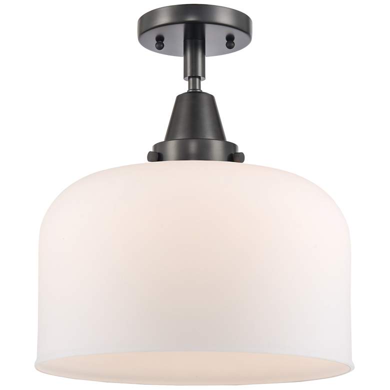 Image 1 Caden Bell 12" Flush Mount - Matte Black - Matte White Shade