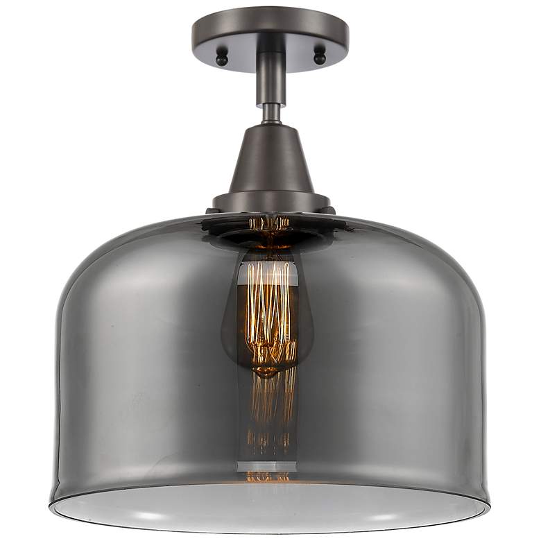 Image 1 Caden Bell 12 inch Flush Mount - Oil Rubbed Bronze - Plated Smoke Shade