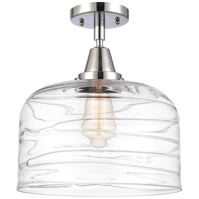 Image 1 Caden Bell 12" Flush Mount - Polished Chrome - Clear Deco Swirl Shade