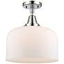 1_Caden Bell 12" Flush Mount - Polished Chrome - Matte White Shade