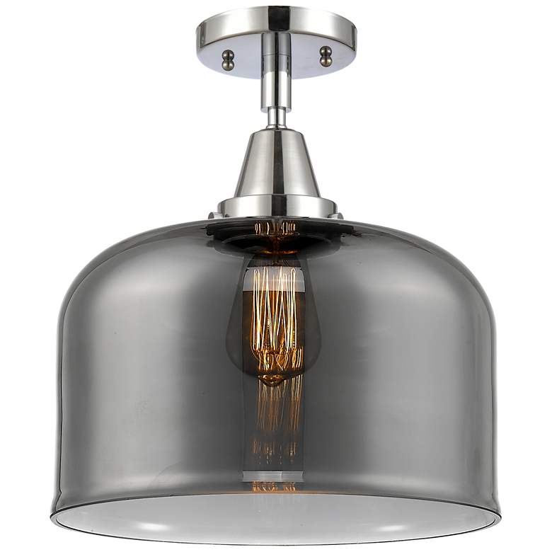 Image 1 Caden Bell 12" Flush Mount - Polished Chrome - Plated Smoke Shade