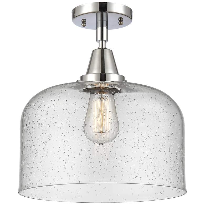 Image 1 Caden Bell 12" Flush Mount - Polished Chrome - Seedy Shade