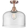 Caden Bell 12" LED Flush Mount - Antique Copper - Clear Shade