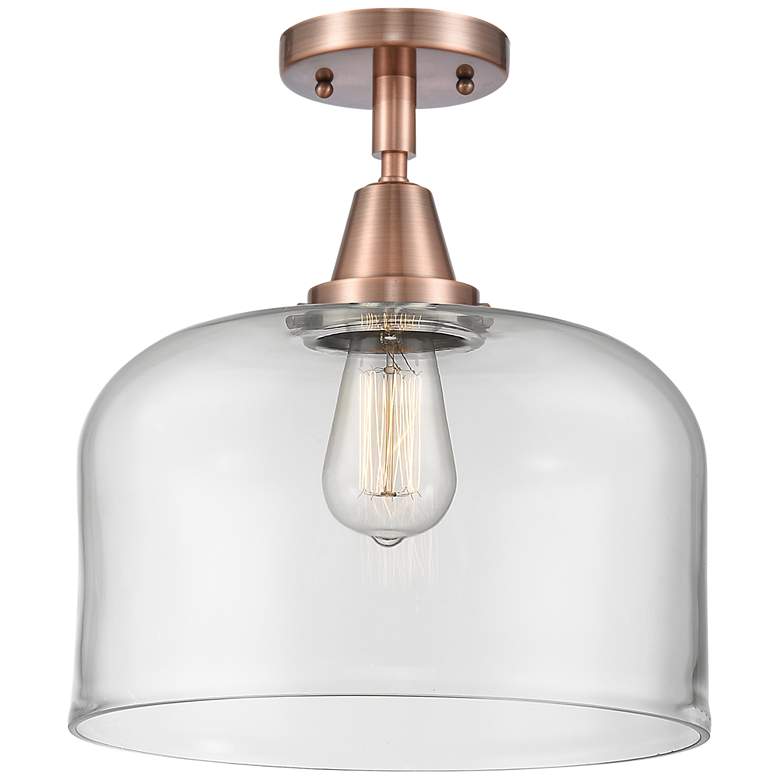 Image 1 Caden Bell 12" LED Flush Mount - Antique Copper - Clear Shade