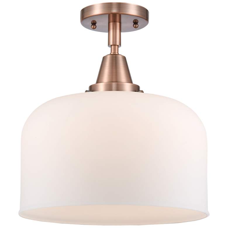 Image 1 Caden Bell 12" LED Flush Mount - Antique Copper - Matte White Shade