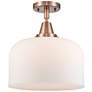 Caden Bell 12" LED Flush Mount - Antique Copper - Matte White Shade