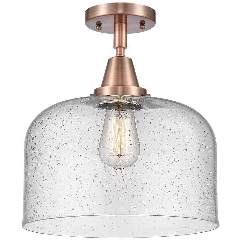 Image 1 Caden Bell 12" LED Flush Mount - Antique Copper - Seedy Shade