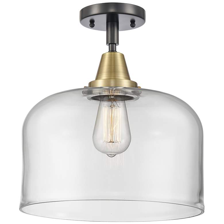 Image 1 Caden Bell 12" LED Flush Mount - Black Antique Brass - Clear Shade