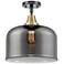 Caden Bell 12" LED Flush Mount - Black Antique Brass - Plated Smoke Sh