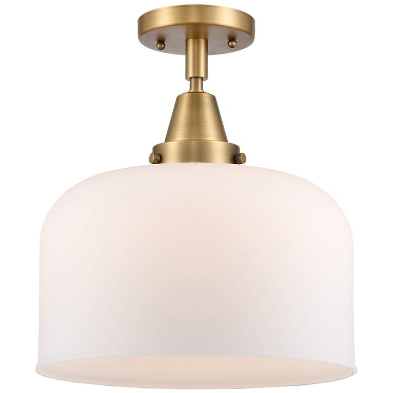 Image 1 Caden Bell 12" LED Flush Mount - Brushed Brass - Matte White Shade