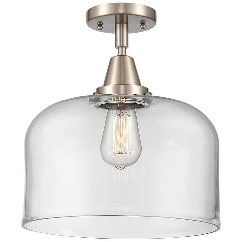 Image 1 Caden Bell 12" LED Flush Mount - Brushed Satin Nickel - Clear Shade