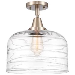 Caden Bell 12" LED Flush Mount - Brushed Satin Nickel - Clear Swirl Sh