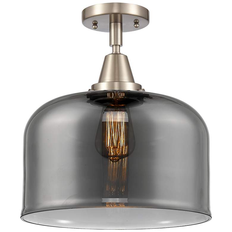 Image 1 Caden Bell 12" LED Flush Mount - Brushed Satin Nickel - Plated Smoke S