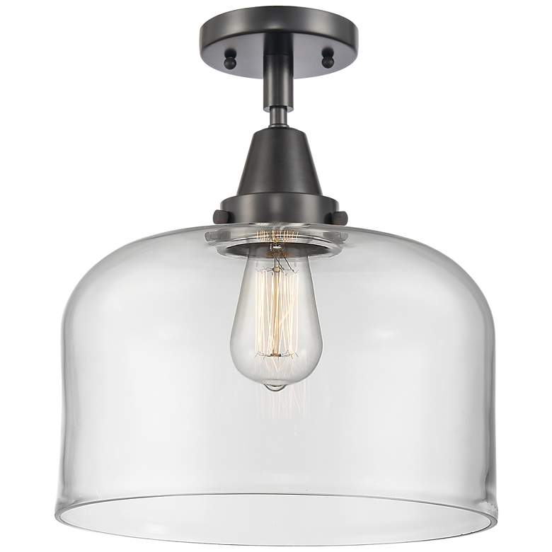 Image 1 Caden Bell 12" LED Flush Mount - Matte Black - Clear Shade