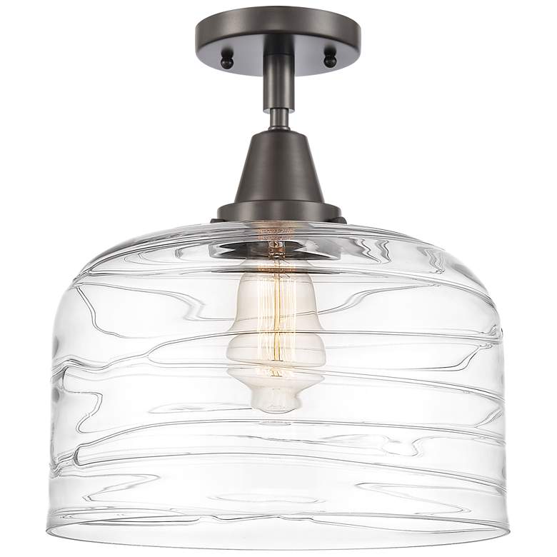 Image 1 Caden Bell 12" LED Flush Mount - Oil Rubbed Bronze - Clear Deco Swirl