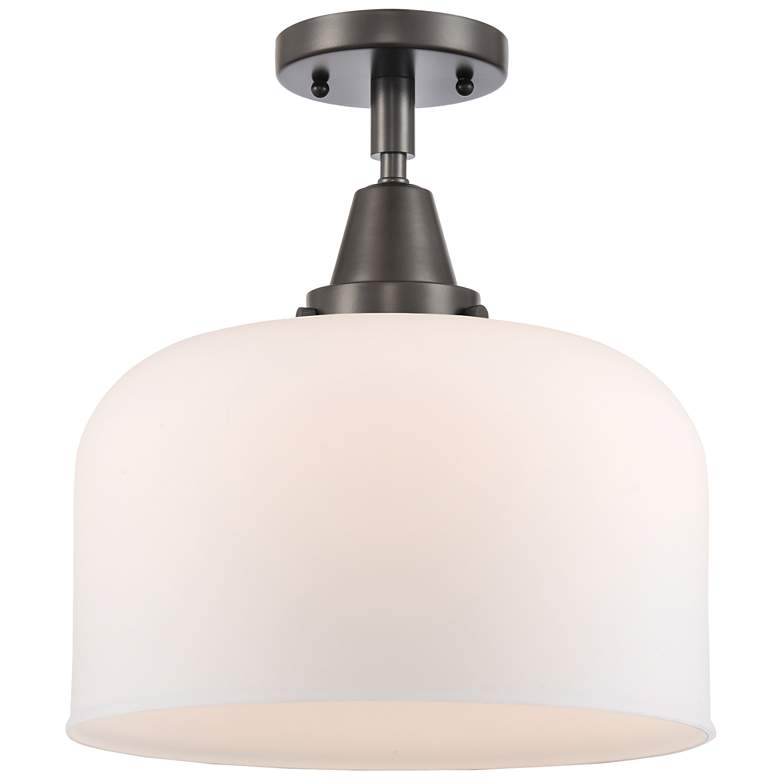 Image 1 Caden Bell 12" LED Flush Mount - Oil Rubbed Bronze - Matte White Shade