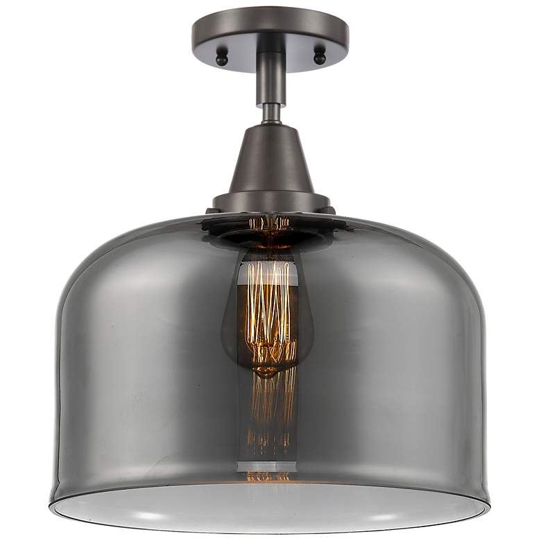 Image 1 Caden Bell 12" LED Flush Mount - Oil Rubbed Bronze - Plated Smoke Shad
