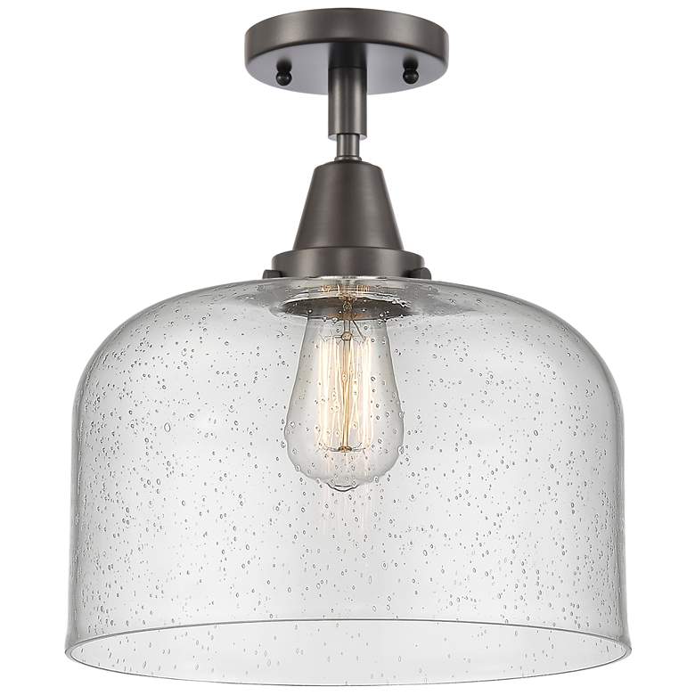 Image 1 Caden Bell 12" LED Flush Mount - Oil Rubbed Bronze - Seedy Shade