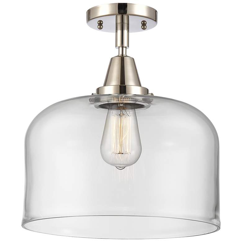 Image 1 Caden Bell 12" LED Flush Mount - Polished Nickel - Clear Shade