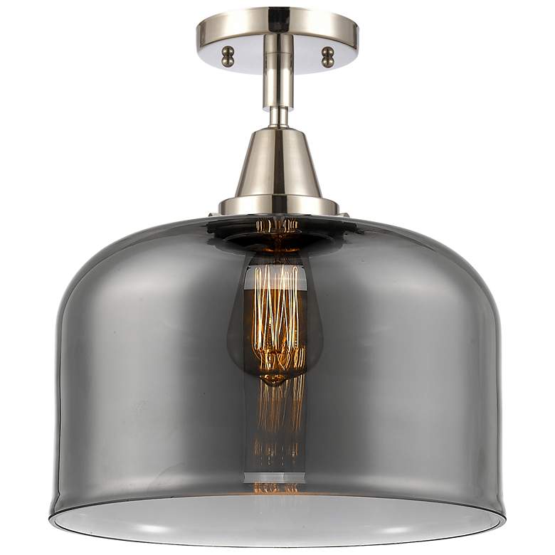 Image 1 Caden Bell 12" LED Flush Mount - Polished Nickel - Plated Smoke Shade