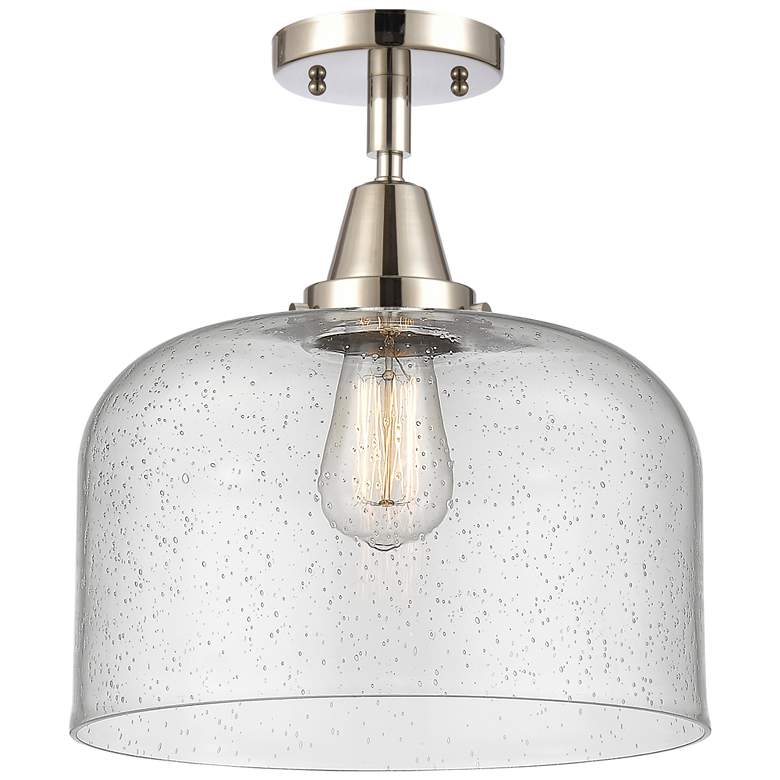 Image 1 Caden Bell 12" LED Flush Mount - Polished Nickel - Seedy Shade