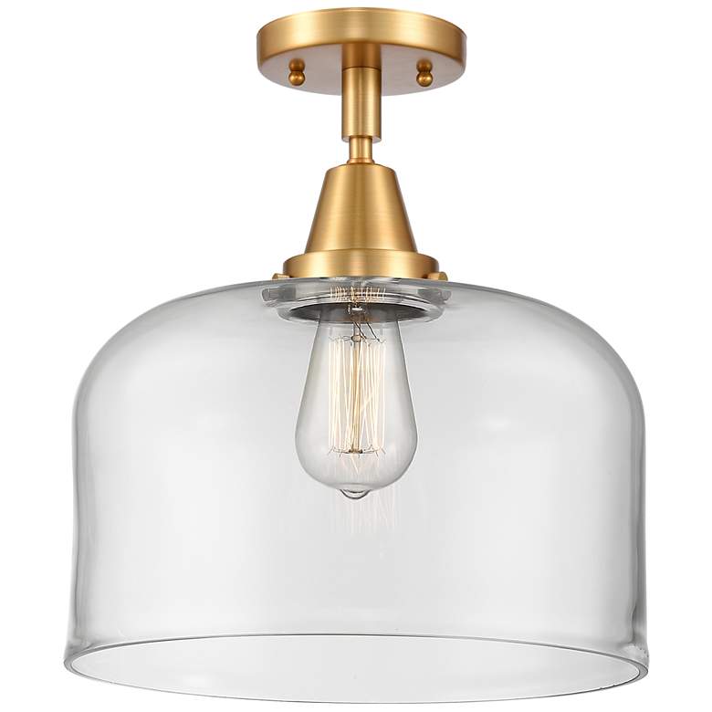 Image 1 Caden Bell 12" LED Flush Mount - Satin Gold - Clear Shade