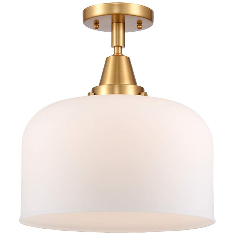 Image 1 Caden Bell 12" LED Flush Mount - Satin Gold - Matte White Shade