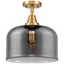 Caden Bell 12" LED Flush Mount - Satin Gold - Plated Smoke Shade