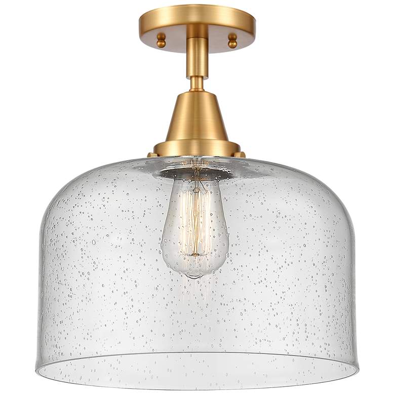 Image 1 Caden Bell 12" LED Flush Mount - Satin Gold - Seedy Shade