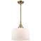 Caden Bell 12" Wide Antique Brass Stem Hung Mini Pendant w/ White Shad