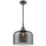 Caden Bell 12" Wide Bronze Stem Hung Mini Pendant w/ Plated Smoke Shad