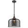 Caden Bell 12" Wide Bronze Stem Hung Mini Pendant w/ Plated Smoke Shad