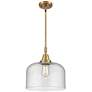 Caden Bell 12" Wide Brushed Brass Stem Hung Mini Pendant w/ Seedy Shad