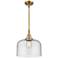 Caden Bell 12" Wide Brushed Brass Stem Hung Mini Pendant w/ Seedy Shad