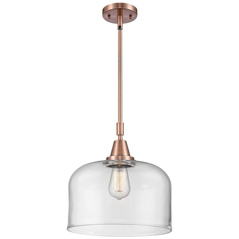 Image 1 Caden Bell 12 inch Wide Copper Stem Hung Mini Pendant w/ Clear Shade
