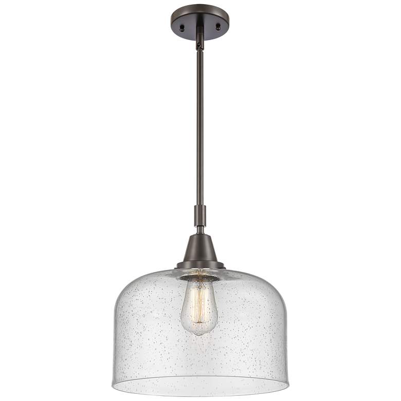 Image 1 Caden Bell 12" Wide Oil Rubbed Bronze Stem Hung Mini Pendant w/ Seedy