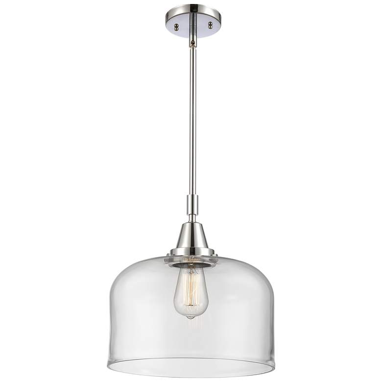 Image 1 Caden Bell 12" Wide Polished Chrome Stem Hung Mini Pendant w/ Clear Sh