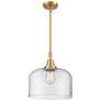 Caden Bell 12" Wide Satin Gold Stem Hung Mini Pendant w/ Clear Shade