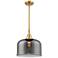 Caden Bell 12" Wide Satin Gold Stem Hung Mini Pendant w/ Plated Smoke 