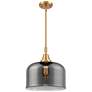 Caden Bell 12" Wide Satin Gold Stem Hung Mini Pendant w/ Plated Smoke