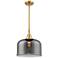 Caden Bell 12" Wide Satin Gold Stem Hung Mini Pendant w/ Plated Smoke
