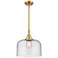 Caden Bell 12" Wide Satin Gold Stem Hung Mini Pendant w/ Seedy Shade