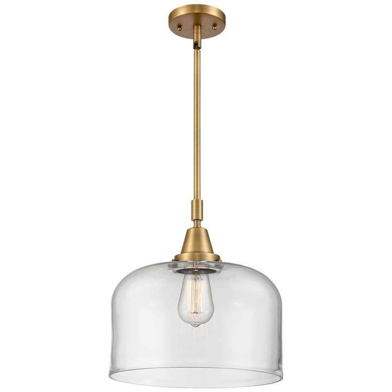 Image 1 Caden Bell 12"W Brushed Brass Mini Pendant w/ Clear Shade