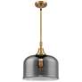 Caden Bell 12"W Brushed Brass Stem Hung Mini Pendant w/ Plated Smoke S
