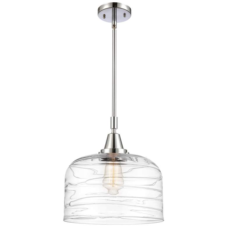 Image 1 Caden Bell 12"W Polished Chrome Stem Hung Mini Pendant w/ Deco Swirl S